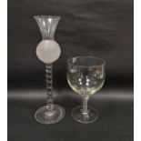 Large mid-century footed goblet on airtwist stem, with rounded bowl, 27.5m high and a large