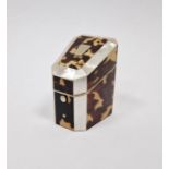 19th century tortoiseshell and mother-of-pearl thimble holder in the form of a miniature knife box