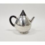 Contemporary Scottish silver teapot, with conical wooden mounted silver lid, hallmarked Edinburgh