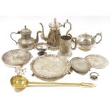 EPNS teapot, coffee pot, other plated wares and metalware (1 box)
