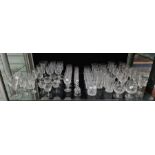 Collection of cut glass tableware including a Brierley part table service comprising wine glasses,