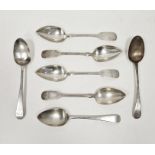Three 19th century silver tablespoons including two Georgian examples, 155g approx. and four