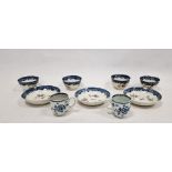 Group of late 18th century Liverpool (Pennington's) porcelain teawares, comprising: four teabowls