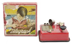 1950s German Geobra tinplate toy telegraph, boxed.