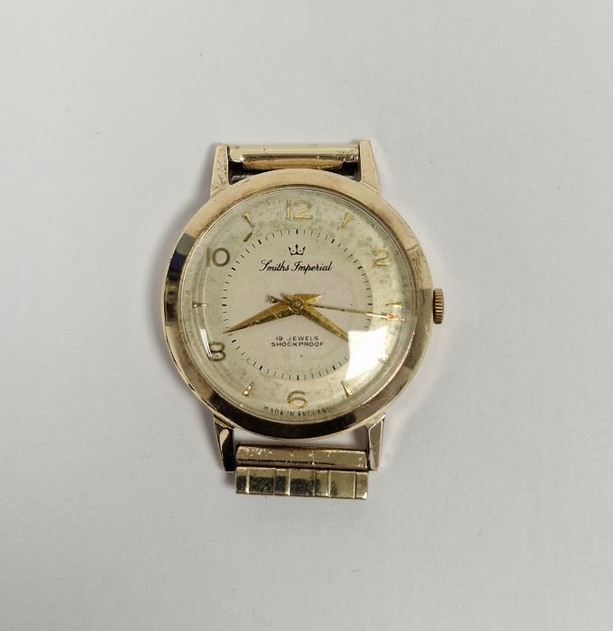 1960's 9ct gold cased gentleman's Smiths Imperial 19 jewel manual wind wristwatch, the circular dial