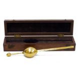 Sanders & Sons Saccharometer, brass, in fitted mahogany case, 27.5cm wide overall