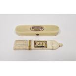 George III bone toothpick holder of rounded oblong form and having inset woven hair to the lid,