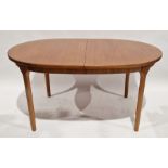 Mid 20th century McIntosh teak oval extending dining table, with integral leaf, height 76cm,