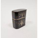 Late Georgian tortoiseshell and silver pique inlaid scent bottle holder, rectangular and panelled,