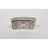 George III silver and parcel-gilt vinaigrette, rectangular and curved, ribband and foliate engraved,