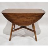 Mid-century stained wooden drop-leaf dining table of oval form, 72cm high x 113cm wide x 63cm