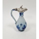 19th century Doulton Lambeth stoneware silver-mounted jug, baluster-shaped and embossed with