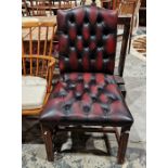 20th century Chesterfield style button back chair with leatherette upholstery, 101cm high