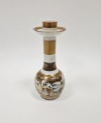 Japanese Satsuma Meiji period (1868-1912) bottle-shaped candlestick-vase, six character signature in