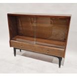 20th century glazed display cabinet, with two sliding glass doors over two short drawers,