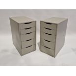 Pair of modern grey painted storage chests, each with five drawers, 71cm high x 36cm wide x 59cm