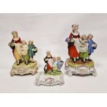 Three Yardley English Lavender figure groups, including a Dresden porcelain group of mother and