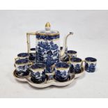 Late 19th century Davenport-Longport pottery blue and white Willow pattern coffee set, comprising: a