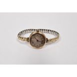 Mid 20th century lady's 9ct gold wristwatch on gilt extending strap