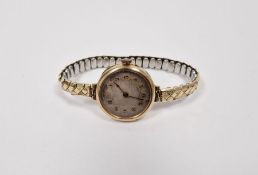 Mid 20th century lady's 9ct gold wristwatch on gilt extending strap