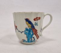 Worcester kakiemon Sir Joshua Reynolds pattern fluted coffee-cup, circa 1770, blue fret seal mark,