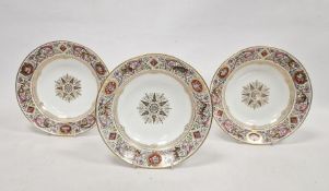 Three Sevres Hunting Service soup-plates from Louis Philippe's 'Service Ordinaire de