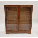 Mid-century stained oak glazed display cabinet, 104cm high x 92cm wide x 30cm deep (lacking glass