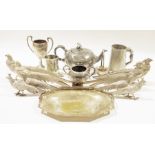 Large assortment of silver plate and other metal wares, to include various models of pheasants,