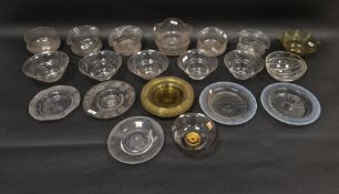 Various fluted bowls, stands and dessert-bowls, circa 1930-50, probably Webb, Whitefriars and