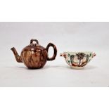Staffordshire Whieldon brown glazed small globular teapot and cover circa 1760 and an English