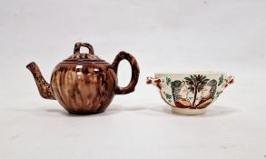 Staffordshire Whieldon brown glazed small globular teapot and cover circa 1760 and an English