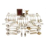 Assorted silver plated flatware, to include spoons, forks and butter knives, together with a