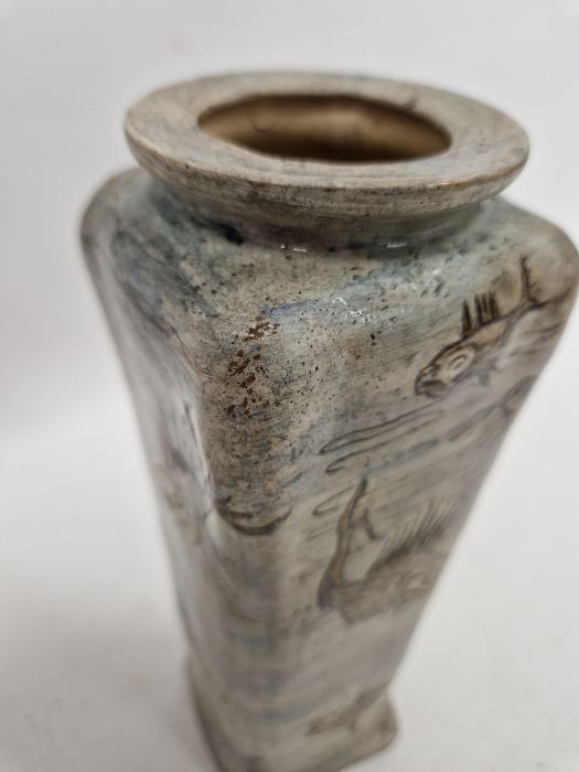 Martin Brothers stoneware aquatic vase of tapering square shouldered form, dated 1905, incised - Image 29 of 56