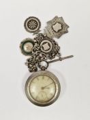 Late Victorian silver cased open face pocket watch, the enamel dial having Roman numerals denoting