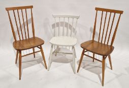 Pair of mid-century Ercol style dining chairs with spindle backs, 92cm high approx, together with