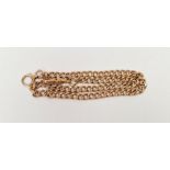 9ct gold curb-link albert chain in rose gold, 21.8g approx.