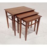 Mid 20th century nest of trio teak occasional tables, each rectangular on tapering supports with