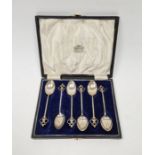 Cased set of George V silver teaspoons, hallmarked Birmingham 1924, maker's marks for Docker &
