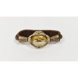 Victorian gold-plated, citrine and woven hair bracelet set oval citrine-coloured faceted stone