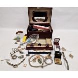 Quantity costume jewellery to include crystal, watches and other items (2 boxes)