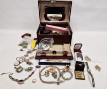 Quantity costume jewellery to include crystal, watches and other items (2 boxes)