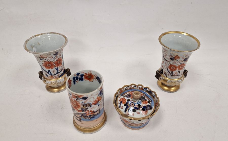 Group of early-mid 19th Century Mason's Patent Ironstone imari pattern vases and a pot-pourri, - Image 2 of 4