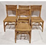 Set of four bamboo and wicker dining chairs, 90cm high