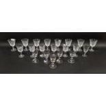 Eight Stuart cut wine-glasses, six Waterford small cut-glass wine glasses, another 20th century