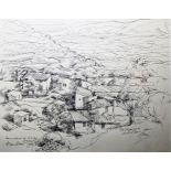 Alan Cotton (b.1936) Ink drawing "Farmstead Near Gordes, Provence", titled, signed and dated 1988