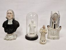 Group of 19th century Staffordshire pottery and porcelain figures of Reverend John Wesley,