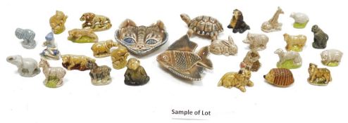 Collection of Wade Whimsies, including: birds, giraffes and exotic animals, fish and cat dishes,