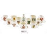 Collection of crested china, predominantly W.H.Goss, including vases, jugs, tygs, dishes (one box)