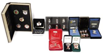 Quantity of limited edition Robertson's Golly badges including footballer, golfer, Gollympic boxed