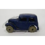 Dinky Toys diecast model pre-war 35a blue Saloon Car with white tyres